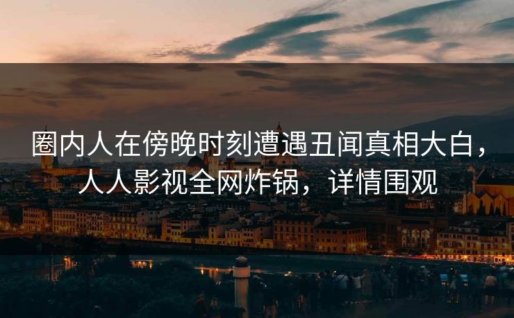 圈内人在傍晚时刻遭遇丑闻真相大白，人人影视全网炸锅，详情围观