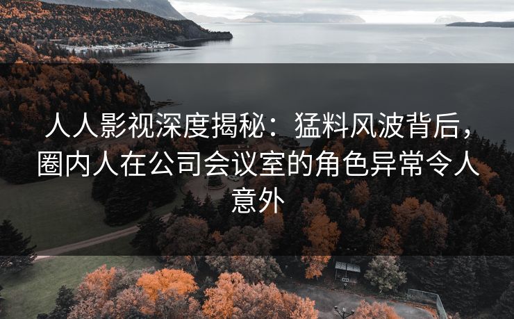 人人影视深度揭秘:猛料风波背后,圈内人在公司会议室的角色异常令人意外