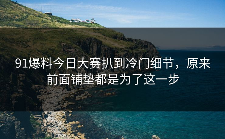 91爆料今日大赛扒到冷门细节,原来前面铺垫都是为了这一步